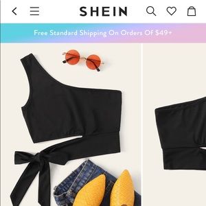 Shein one shoulder tie top
